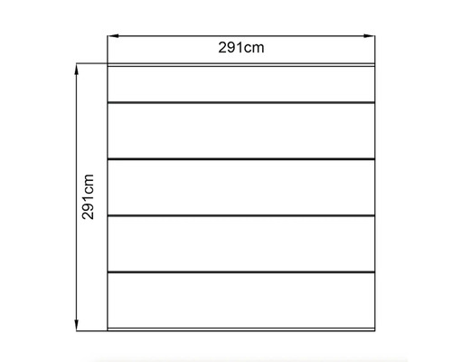 Dessin technique d''une armoire mesurant 291 cm x 291 cm