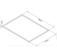 Image d''un cadre rectangulaire en bois mesurant 230 cm sur 191 cm et d''une épaisseur de cadre de 4 cm.