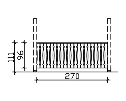 Dessin technique d''un garde-corps de balcon avec dimensions