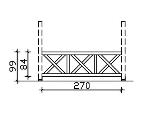 Dessin technique d''un élément de clôture avec indication des dimensions