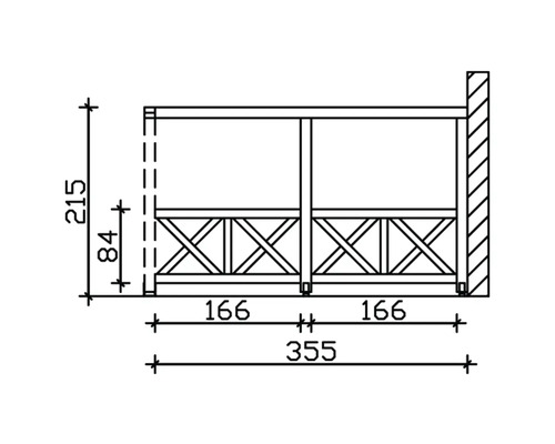 Schéma technique d''un garde-corps de balcon avec dimensions.