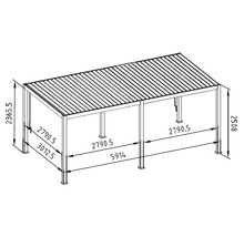Dessin technique d'une pergola avec dimensions