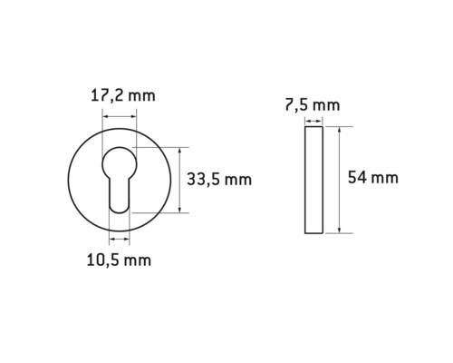 Dessin technique d''une garniture de porte avec dimensions en millimètres
