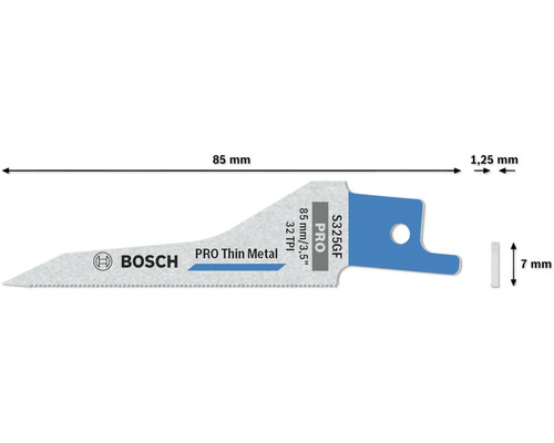 Lame de scie sauteuse Bosch S325GF Pro pour la coupe de métaux fins, longueur 85 millimètres