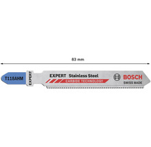 Lame de scie sauteuse Bosch Expert Stainless Steel, environ 83 millimètres de long
