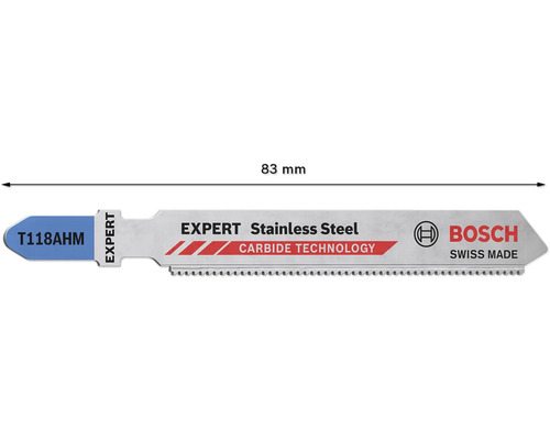 Lame de scie sauteuse Bosch Expert Stainless Steel, environ 83 millimètres de long