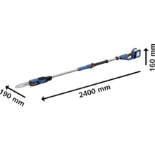 Élagueuse Bosch avec des dimensions de 190 mm, 160 mm et 2400 mm.