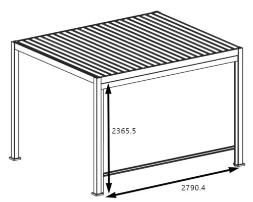Illustration d''un toit de terrasse avec les dimensions 2365,5 et 2790,4.