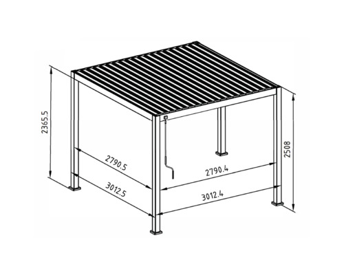 Dessin technique d''une structure de pavillon avec dimensions