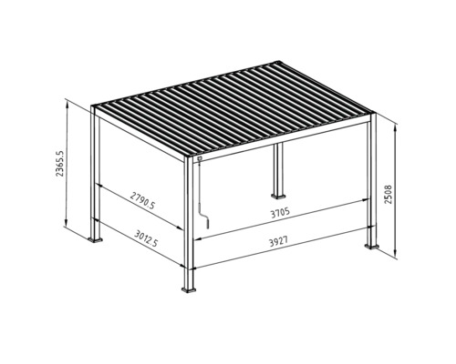 Dessin technique d''une pergola avec dimensions