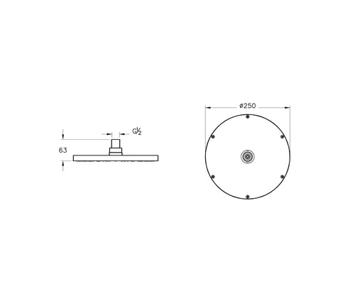Schéma technique d''une pomme de douche avec dimensions