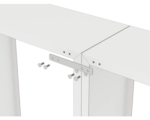 Vue détaillée d''un encadrement de porte blanc avec une ferrure de montage et des vis.