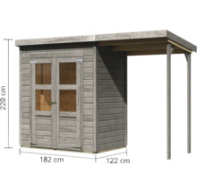 Abri de jardin Karibu Klosterburg 2 avec toit en appentis 329 x 142 cm gris