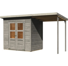 Abri de jardin avec double porte et auvent