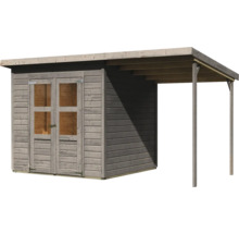 Abri de jardin en bois avec double porte et auvent