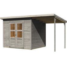 Abri de jardin en bois avec porte double et auvent
