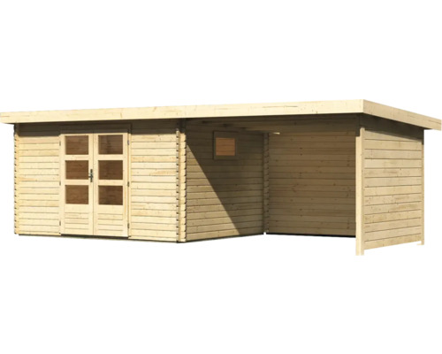 Abri de jardin en bois avec porte double et auvent