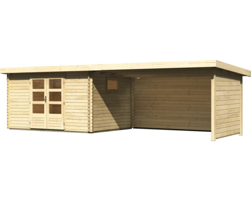 Holzgartenhaus mit Doppeltür und Unterstand