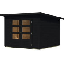Abri de jardin en bois avec toit plat et double porte