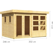 Holzgartenhaus mit Fenstern und Doppeltür, Abmessungen 246 cm x 302 cm x 211 cm