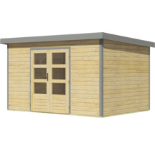 Gartenhaus Karibu Metalwood 2 7A Blech graualu 390 x 273 cm natur