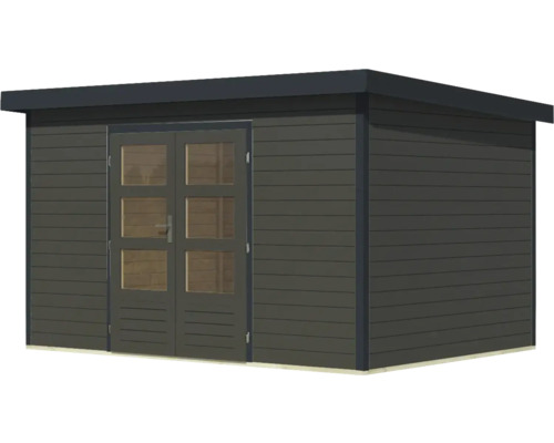 Abri de jardin en bois avec double porte et fenêtres