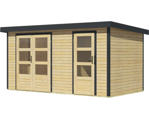 Gartenhaus aus Holz mit Doppeltür und Einzeltür