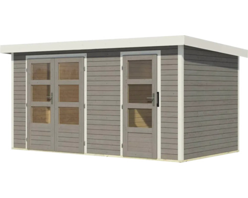 Abri de jardin en bois avec double porte et porte simple