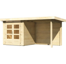 Gartenhaus Karibu Skandi 1 inkl. Anbaudach mit Rückwand 2,35 m 451,5 x 232 cm natur