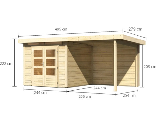 Abri de jardin en bois avec double porte et dimensions