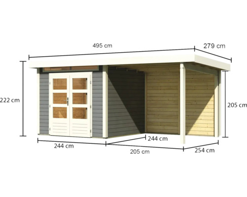 Holzgartenhaus mit Abmessungen