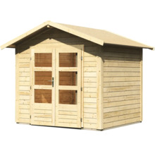 Abri de jardin en bois avec double porte et fenêtres