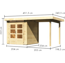Gartenhaus Karibu Skandi 1 inkl. Anbaudach 2,35 m 451,5 x 232 cm natur