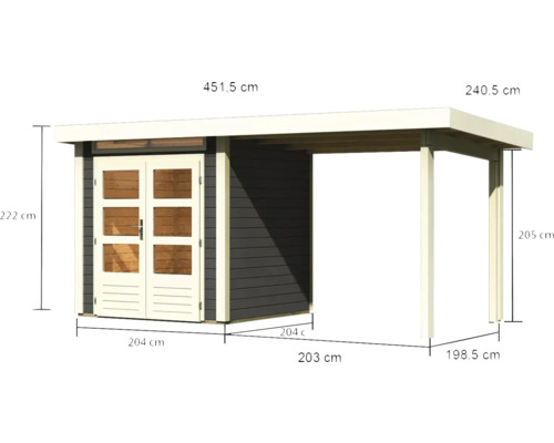 Holzgartenhaus mit Abmessungen