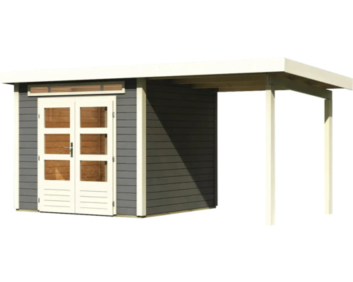 Abri de jardin avec annexe et double porte