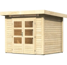 Abri de jardin en bois avec double porte et fenêtres