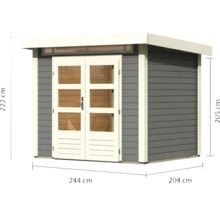 Abri de jardin avec porte double et dimensions 244 x 204 x 222 cm
