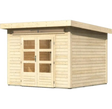 Abri de jardin en bois avec double porte et fenêtres