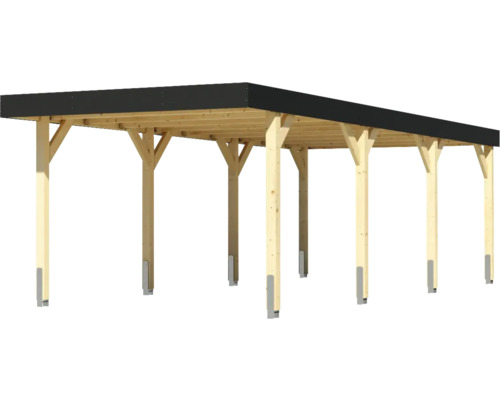 Carport en bois avec toit noir