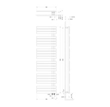 Dessin coté d''un radiateur pour salle de bains avec différentes dimensions