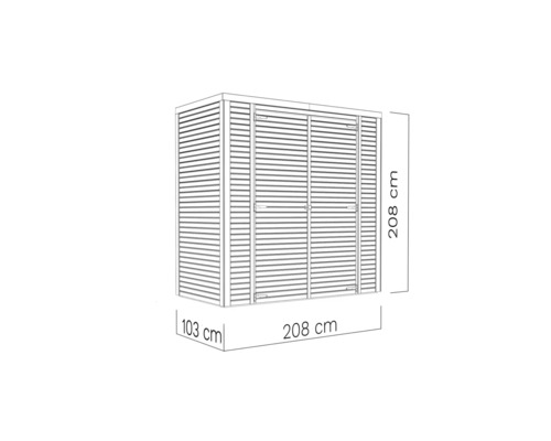 Image d''un abri de jardin mesurant 208 x 208 x 103 cm.