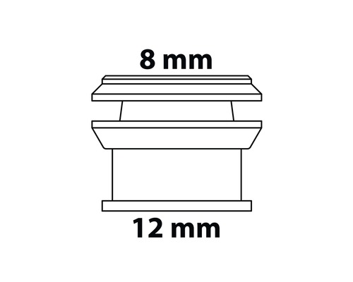 Technische Zeichnung einer Buchse mit den Maßen 8 mm und 12 mm.