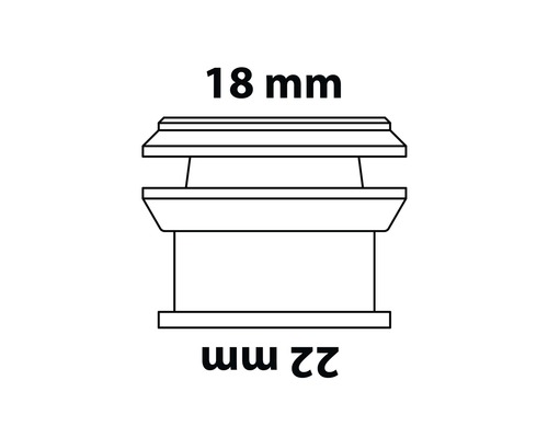 Technische Zeichnung einer Reduzierhülse mit den Massen 18 Millimeter und 22 Millimeter