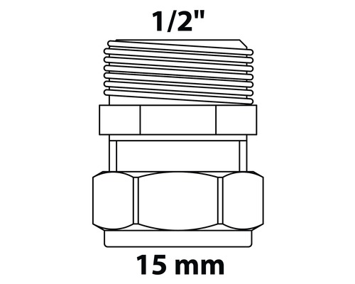 Anschlussverschraubung mit 1/2-Zoll-Gewinde und 15 mm Durchmesser