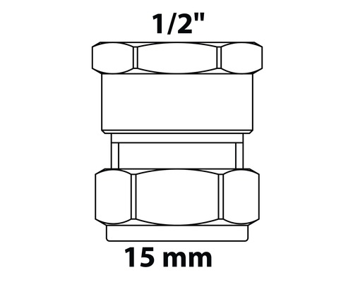 Rohrverschraubung mit 1/2 Zoll und 15 mm Anschluss