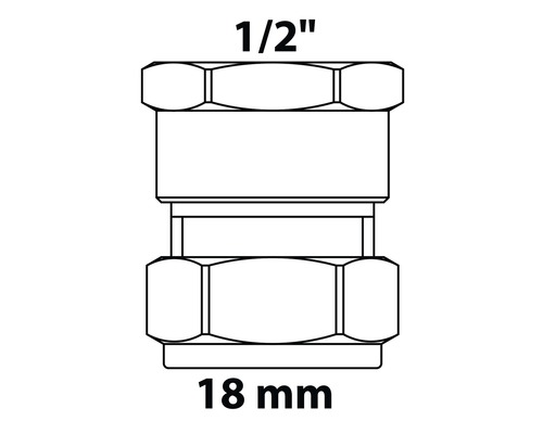 Rohrverbinder mit 1/2 Zoll Anschluss und 18 mm Durchmesser