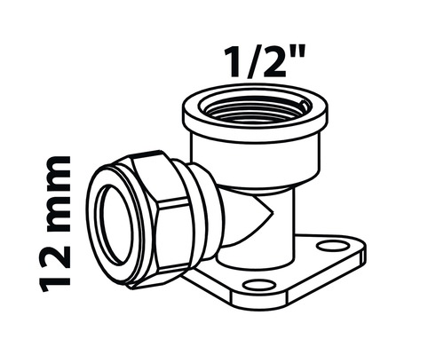 Eckverschraubung mit 12 mm und 1/2 Zoll Anschluss