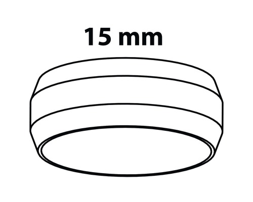 Dessin d''un élément de construction rond d''une hauteur de 15 millimètres