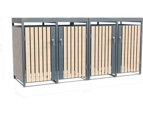 Cache-poubelle pour trois poubelles