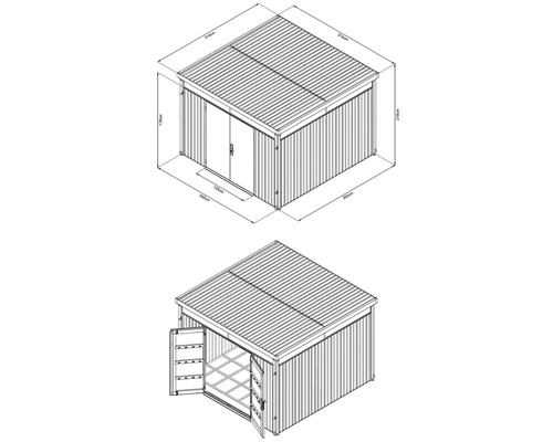 Illustration d''un abri de jardin avec dimensions